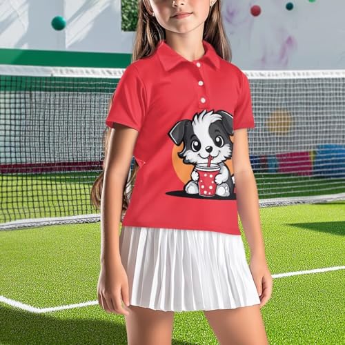 Girls Tennis Shirts Size 5-16 Short Sleeve Collared Tank Tops for Kids3