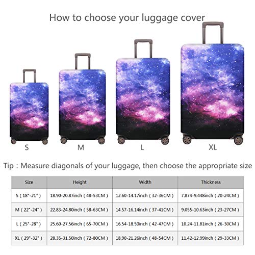 TRAVELKIN Travel Elastic Spandex Suitcase Protector Case, 18/24/28/32 Inch Suitcase Protective Cover, Thickened and Washable Luggage Cover (M(22"-24" luggage), Nebula)2
