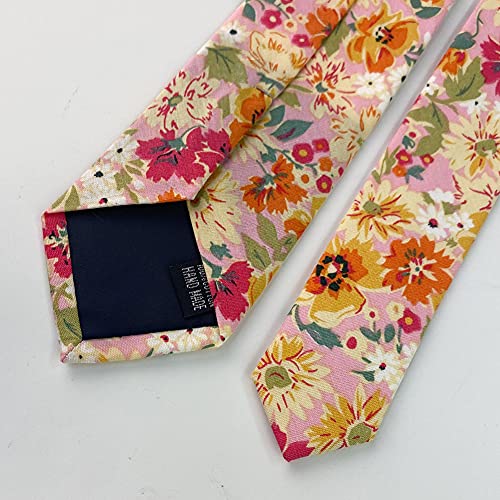 Image of Mantieqingway Floral Ties for Men Skinny Cotton Tie Flower Necktie