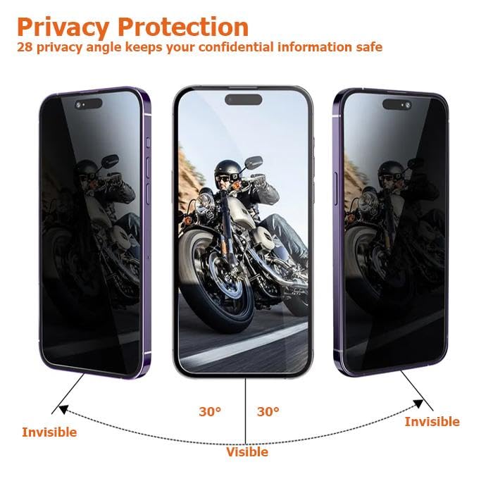 Image of Privacy Tempered Glass for iPhone 15 Plus and 16 Plus (6.7 Inch) | Anti-Spy Peeping Screen Protector | 9H Hardness | Edge-to-Edge Case Friendly Fit | Bubble-Free HD True Touch