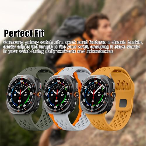 Image of Compatible with Samsung Galaxy Watch Ultra Strap 47mm Silicone Sport Breathable Bands for Galaxy Watch Ultra 2025 2024 Men Women