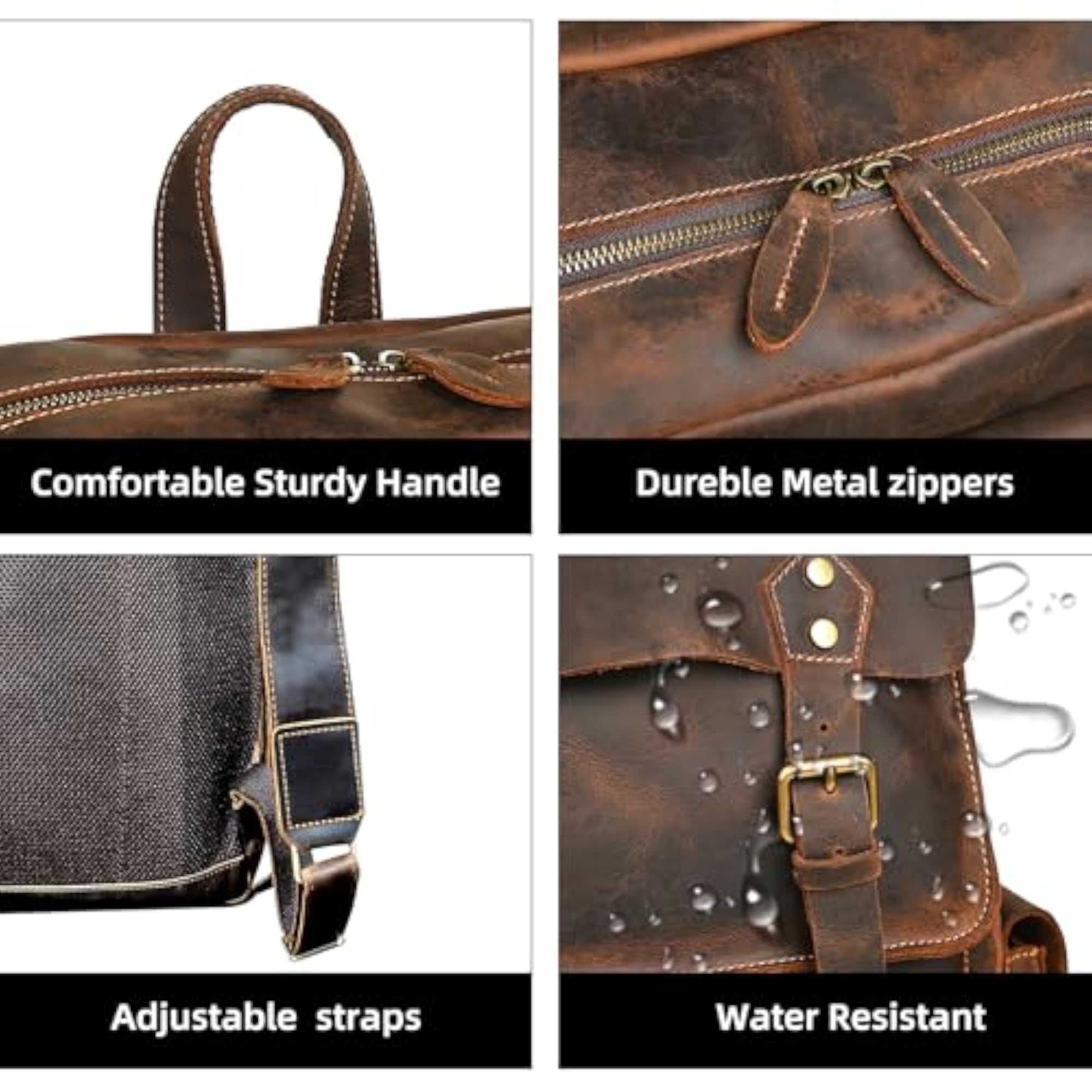 Handmade Genuine Crazy Horse Leather Large Travel Backpack