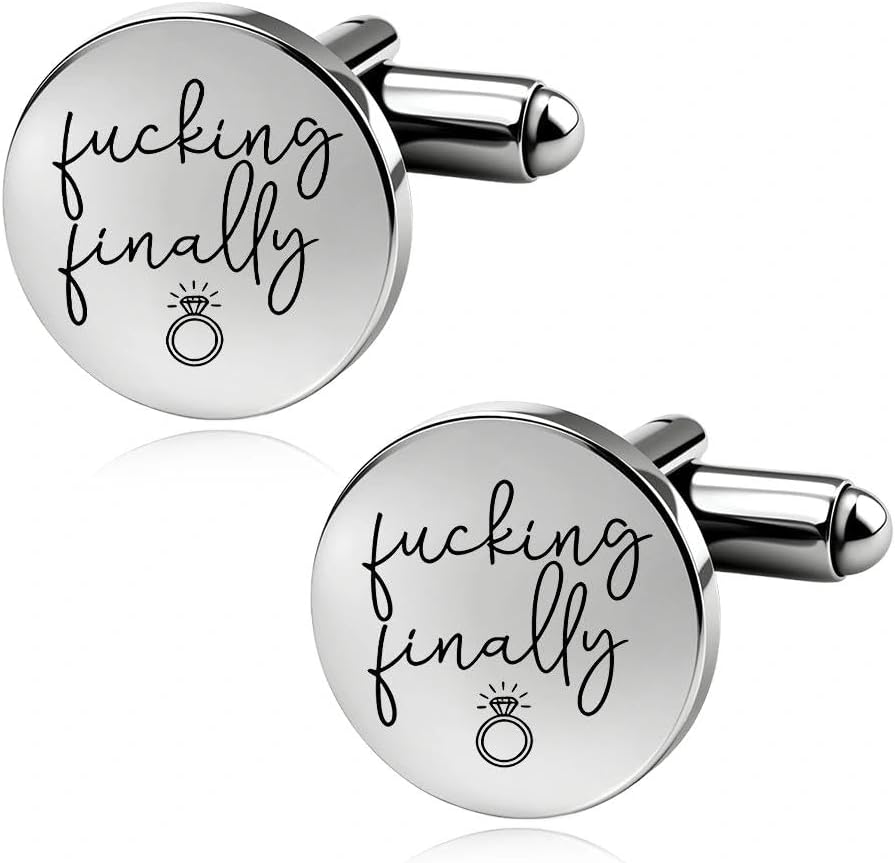 Silver Cufflinks for Men Wedding Engagement Gifts for Him Cuff Links 2Pcs Round Stainless Steel Engraved Cufflink for Shirt