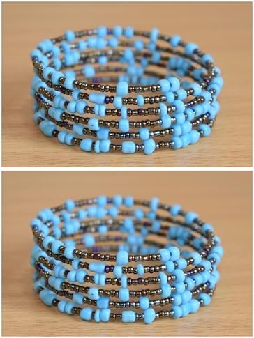 Tembo Crafts - Set of 2 Handmade Beaded Bracelets - Sky Blue image 5
