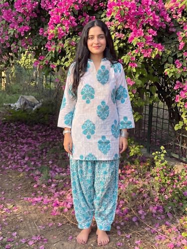Image of ANNI Designer Afgani Salwar Suit for Women Viscose Printed | Co Ord Set for Woman | Straight Kurta Outfit Mandarin Collar Long Sleeve Ethnic Dress Stylish Womens Clothing