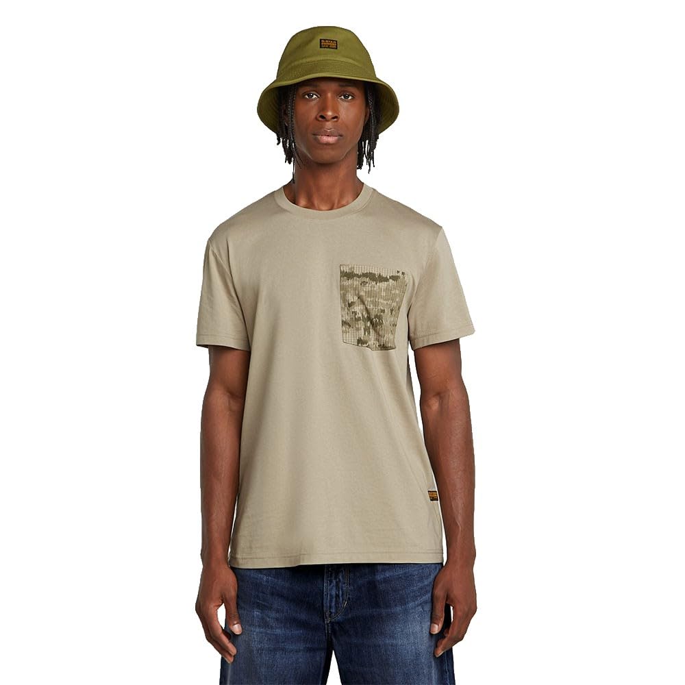 G-Star Men's Beige (Light Toggee D26048-D975-C626) Shadow Woven Camo Pocket R T T-Shirt, Xl
