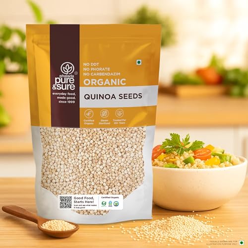 Image of Pure & Sure Organic Quinoa Seeds 500G | 100% Natural Healthy Food | Gluten-Free | High Protein & Fiber | Certified Organic Helps in Weight Loss | Tasty Superfood