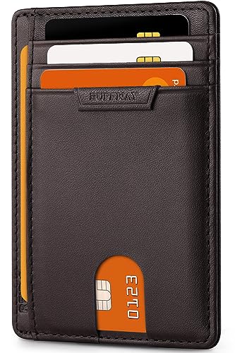 Buffway Slim Wallet for Men Women Minimalist Small Leather Front