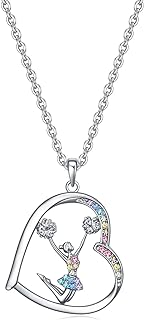 Cheerleader Gifts for Girls,Rainbow Cheerleader Necklace Cheerleading Girl Jewelry Pendant,Sport Cheer Accessories Birthday Gifts for Girls Daugnter