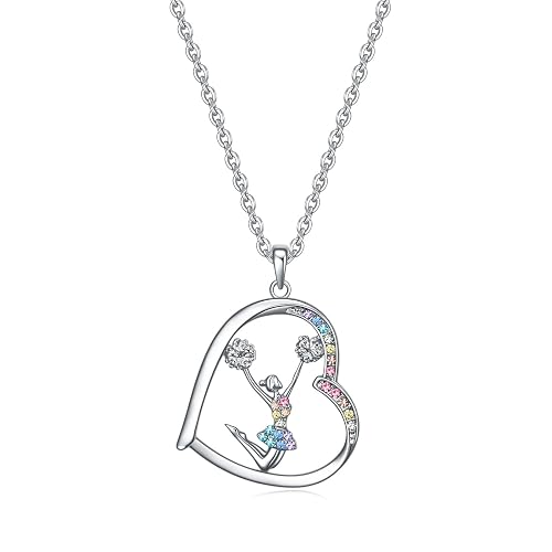 Cheerleader pendant necklace on a chain in a gift box