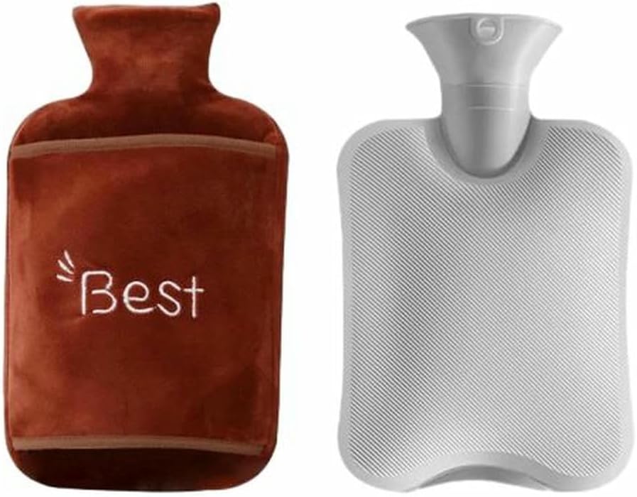 1Pc Hot Water Bottle with Hand Pocket Cover 2L Hot Water Bag Hand Feet Warmer Durable Large Hot Water Bag