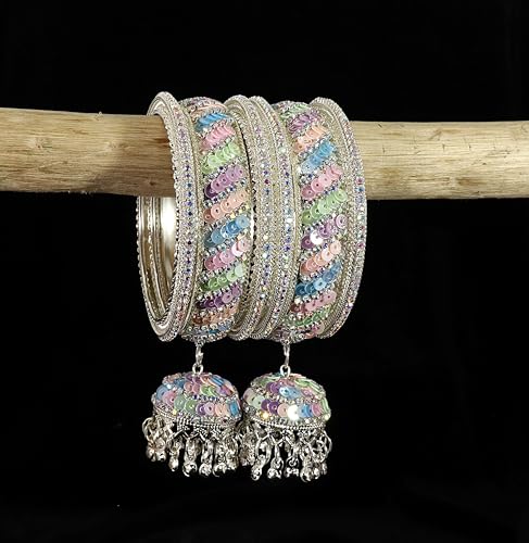 Image of NMII Ethnic Wear Bangles Gold-Tone Alloy with Musical Ghungroo Charms | Women Fashionable Jewelry | Designer Bracelet Bangles For Girls | Viral Kashmiri Chudiya for Weddings, Festivals & Parties