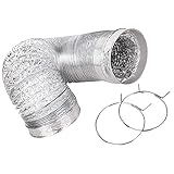 KONDUONE 4 Inch 8 Feet Clothes Dryer Vent Hose - Fits for Whirlpool Kenmore Maytag Electrolux LG GE Samsung Washer Dryer Transition Ducting Flex Aluminum Exhaust Pipe Flex Air Aluminum Dryer Vent Hose