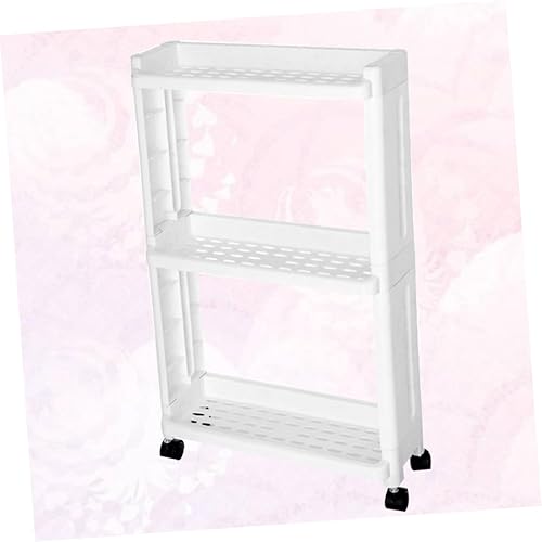 Miniatura 3 de Operitacx Estantes de almacenamiento utilitarios 3 niveles Armario Pp Material delgado Carrito de almacenamiento Ruedas blancas Rack deslizante