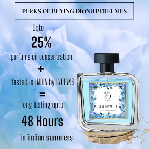 Image of Dionii SEA NYMPH Womens Eau De Parfum Perfume | Long Lasting Aquatic Fragrance With Lilac & Damask Rose, 100 ML