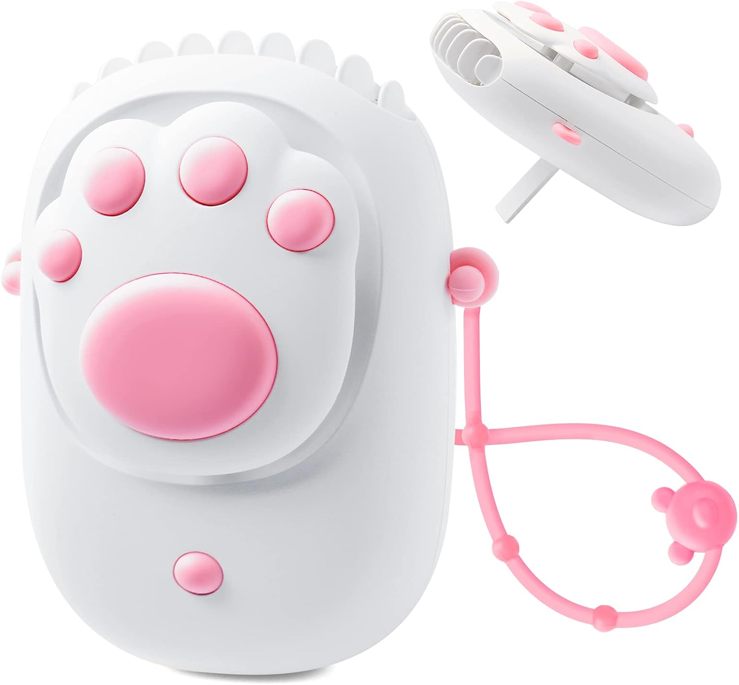 Ventilador para colgar en el cuello, portátil, con cinta para llaves, mini ventilador, USB, silencioso, 3 velocidades, para oficina, hogar y al aire libre (blanco2)