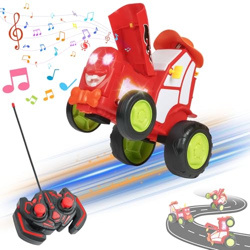AYESY Coche Teledirigido, Radiocontrol 360 Grados Saltar Truck Coche Teledirigidos de Rotación Remote con Música y Luces, Coche RC Juguete Infantil para Niños Niñas 2 3 4 5 años Cumpleaños Regalo