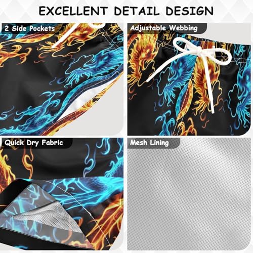 Swimming Shorts for Boys, Anti-Chafe Swim Trunks Boys 2 T, Dragons Flames Black3