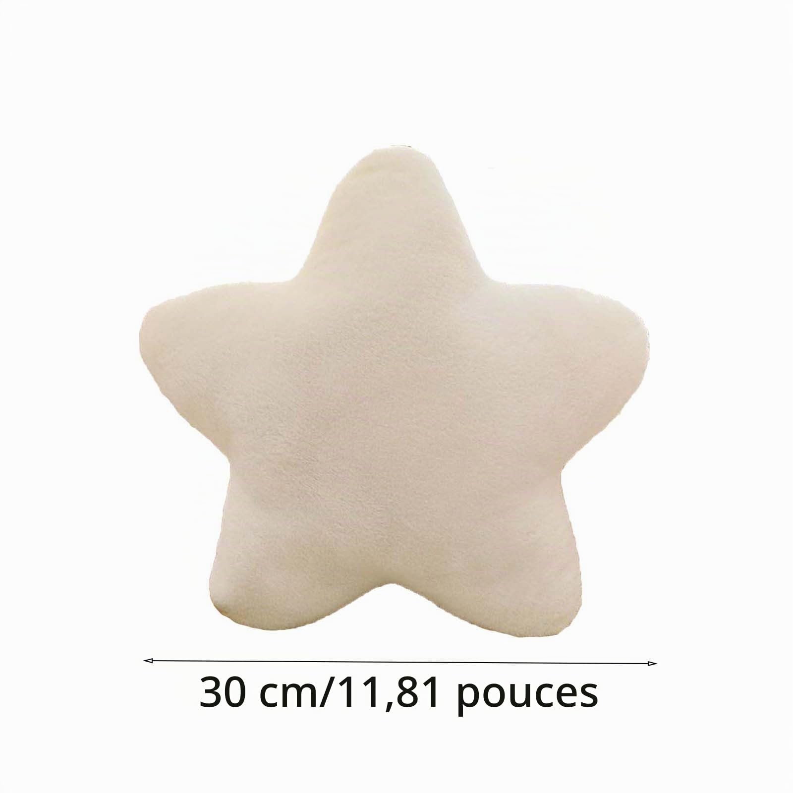 Coussin douillet en forme d'étoile pour enfant - Coussin décoratif en forme d'étoile - Coussin décoratif en peluche pour chambre d'enfant et chambre à coucher - 30 cm - Blanc laiteux