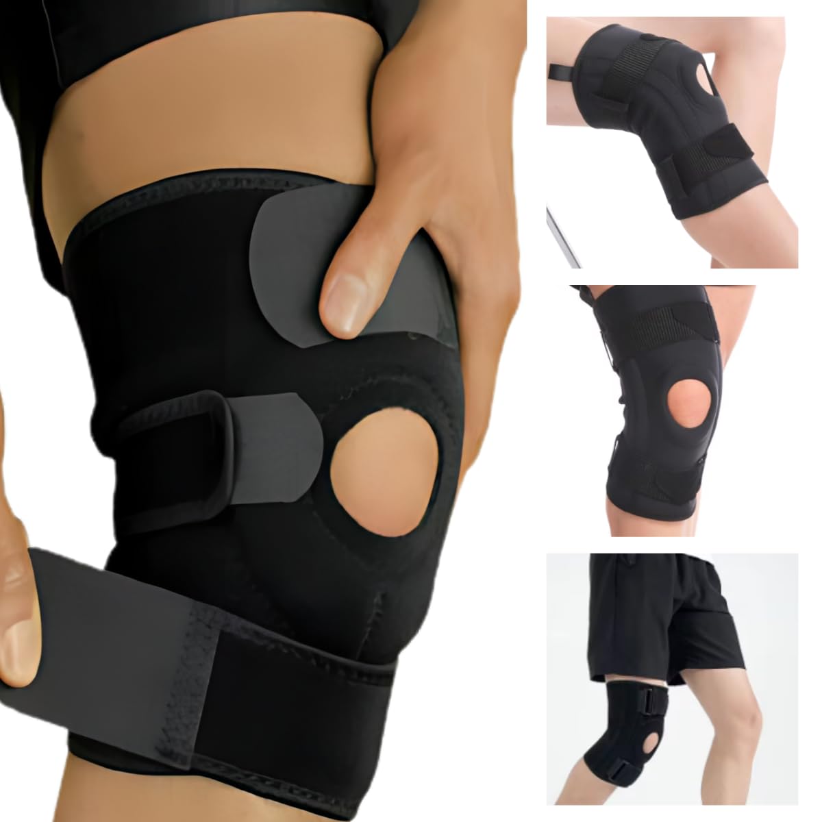 Joelheira Articulada Reforçada Neoprene Preta Masculina Feminina Ergonômica Esportiva