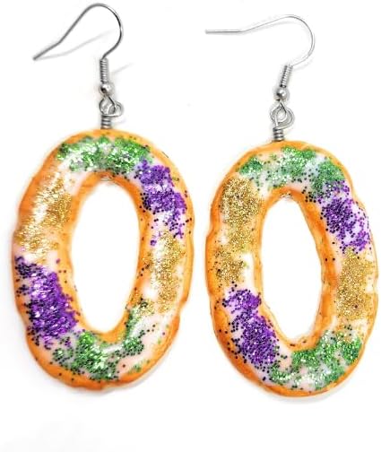 Mardi Gras King Cake Earrings | Handmade Polymer Clay Dangle Earrings | Fat Tuesday
