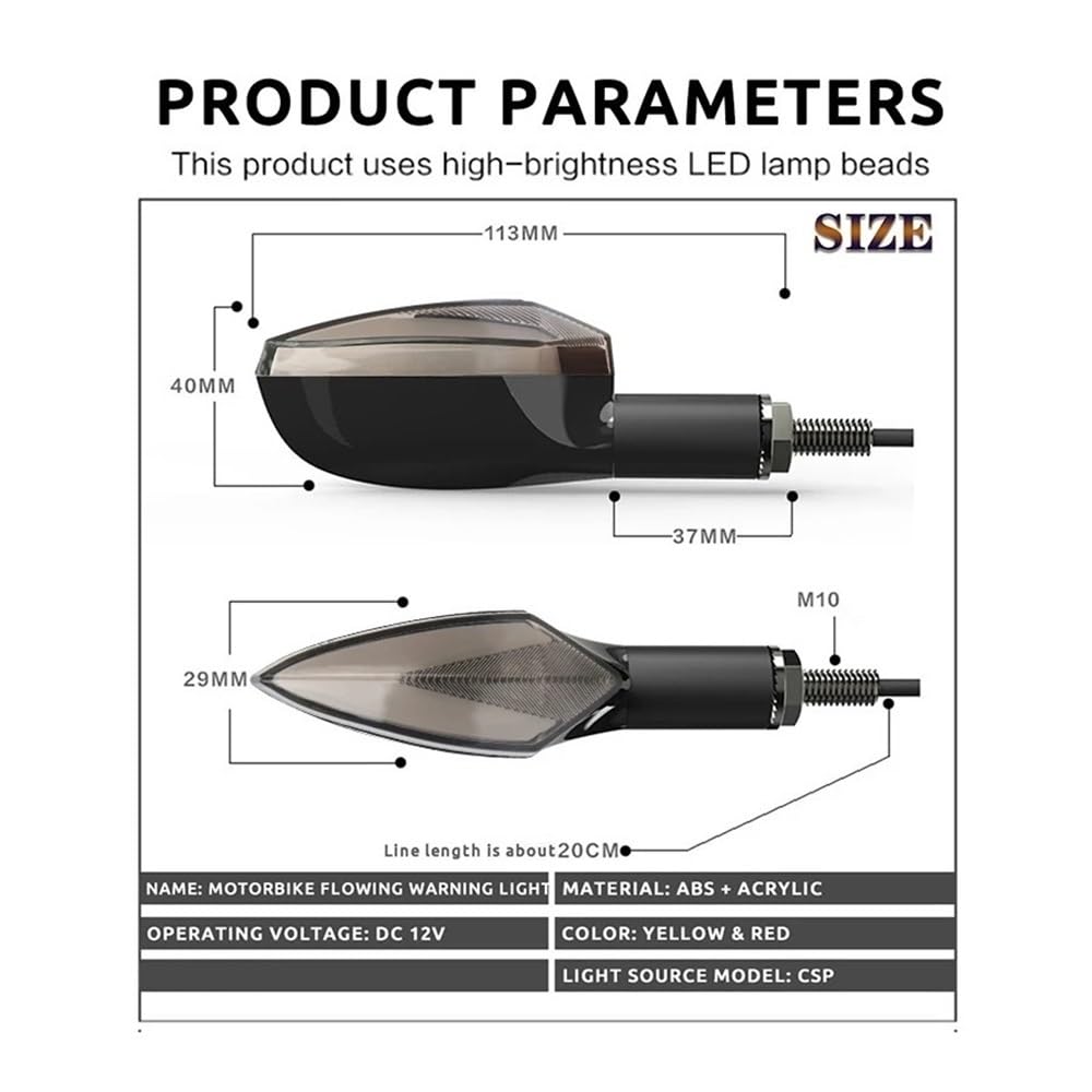 Luce Freno Posteriore Indicatore Di Direzione Per Moto Frecce Fluenti A LED Lampada Anteriore Fanale Posteriore Lampeggiante DRL Luce Freno