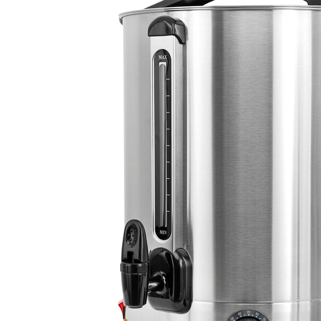 Mega-M Warnik do wody 24,5 l 2800 W inox z kranikiem 230 V | Regulacja temperatury, Keep Warm, wskaźnik poziomu wody, stal inox, kranik, do gastronomii