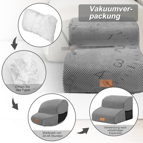 Hundetreppe für Kleine Hunde, Masthome Haustiertreppe 2 Stufen,Hunderampe mit Wasserdichtem Bezug,Abnehmbar & Waschbar, Hundetreppe 30cm Hoch für Bett, Sofa,Couch