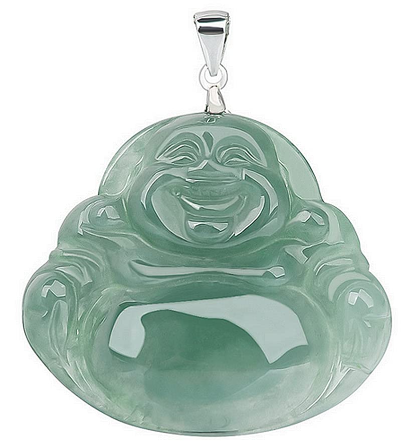 Collier en argent S925 et pendentif Bouddha vert en jadéite naturelle pour femme
