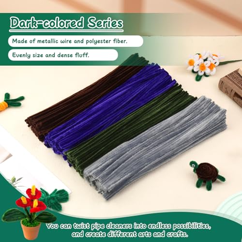 Image of Mnuizu 200Pcs Pipe Cleaners, Chenille Stems Pipe Cleaner DIY Craft Supplies | Craft Pipe Cleaners for Art Projects, Pipe Cleaner Bulk for Flowers Making, Art Craft Festival Decorations, Army Green