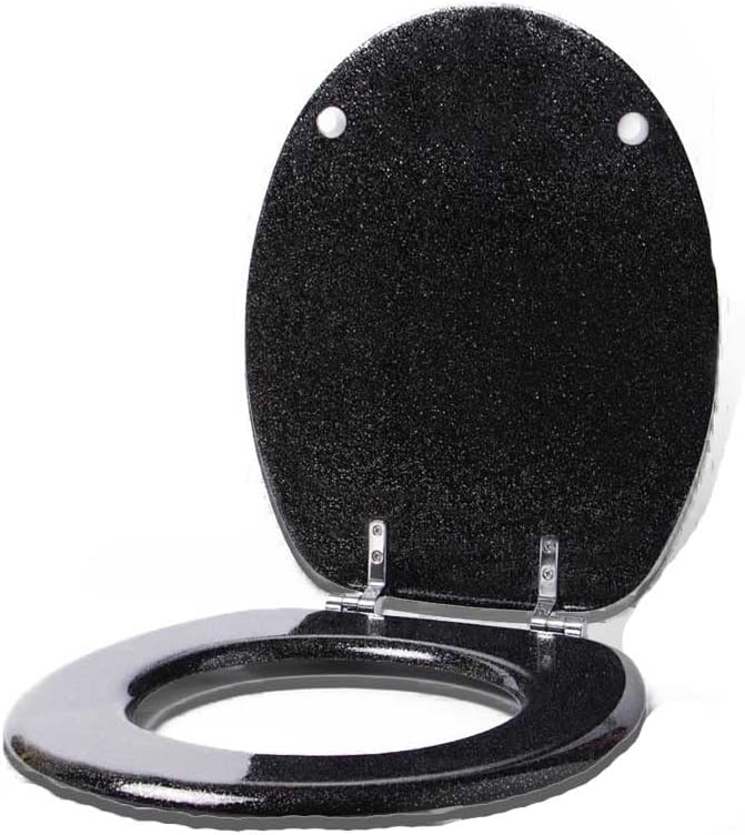 Croydex Black Quartz FlexiFix Toilet Seat, Black Toilet Seat Glitter