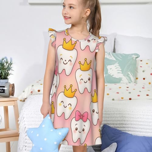 Augenstern Flutter Sleeve Nightgown Pajama Gown Kawaii Dental Teeth Easy Pull-On Sleepwear Nightdress4