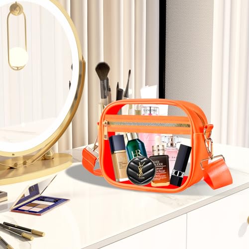 Image of Fibrdoo Clear Bag Stadium Approved, Leather Clear Crossbody Purse Bag for Concerts Sports Events Festivals