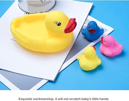 Miniatura 2 de Juguetes de pato de baño, patos de goma, familia de patos chirriantes y flotadores, juguete para baby shower, decoración de fiesta para niños