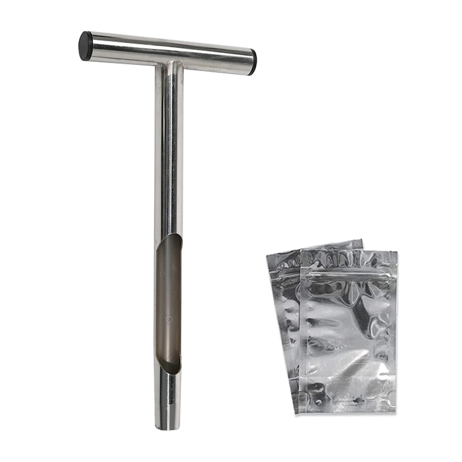 Nisorpa 12.5 Inch Soil Sampler Probe Rod, 304 Stainless Soil Sampler Test Kits, With Core Sampling Observation Area, Soil Sampler Probe for Garden Lawn Farms Golf Grass with 2 Pcs Sample Bags