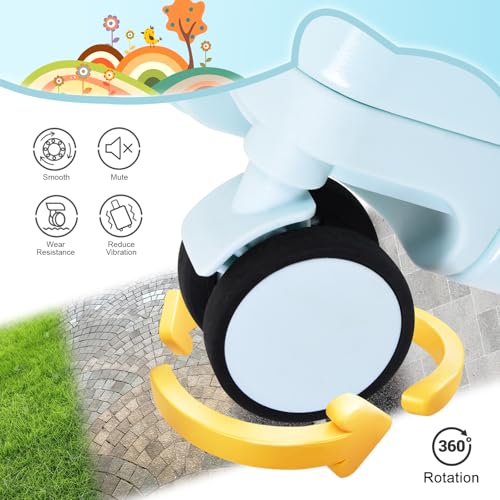 20 inch Ride On Hardshell PC Luggage for Kids, 3 Level Height Handlebar 360° Silent Spinner Wheels kid Luggage,Adorable Handrail Spacious Interior Suitcases for Children (Blue with Cute Handrail) 5