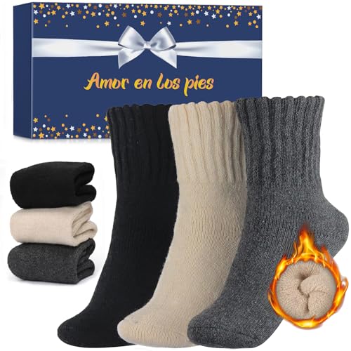 La Mejor Lista de Térmicos para Mujer para comprar online. 48 FANBOLD Calcetines Térmicos Hombre Mujer,3 Pares Calcetines Invierno De Lana Gruesos Cálidos,Calcetas Termicas De Nieve O Esquí,Calcetin Frio Socks Thermal Regalos Invierno