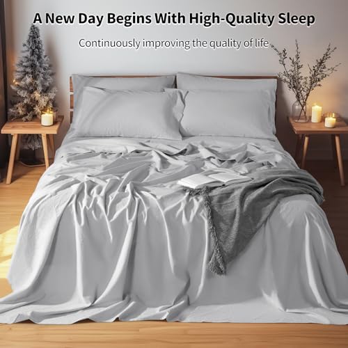Image of LBRO2M 100% French Pure Linen Sheet Set 6Pcs, 16 inch Deep Pocket Queen Size