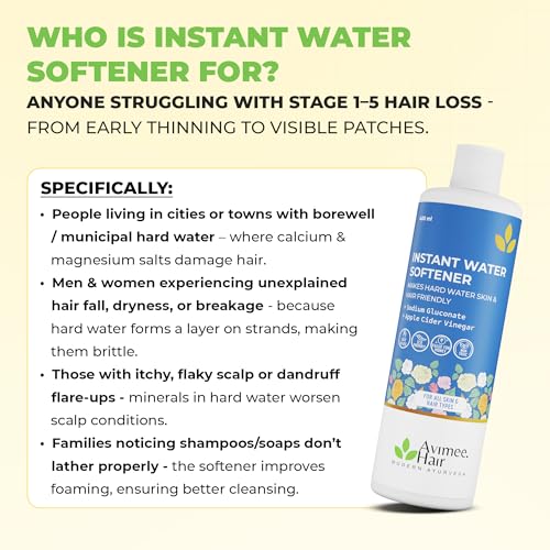 Image of Avimee Herbal Instant Water Softener | Makes Your Water Hair & Skin Friendly | Reduces Hair Fall & Skin Itching | Disables Hardness & Maintains pH Level | Non Toxic &100% Safe (400ml each (Pack of 2))