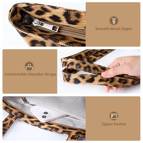 Image of KALIDI Tote Bag Zipper Shoulder Bag Faux Leather Purses Satchel for Women Casual Handbag Work Dating College