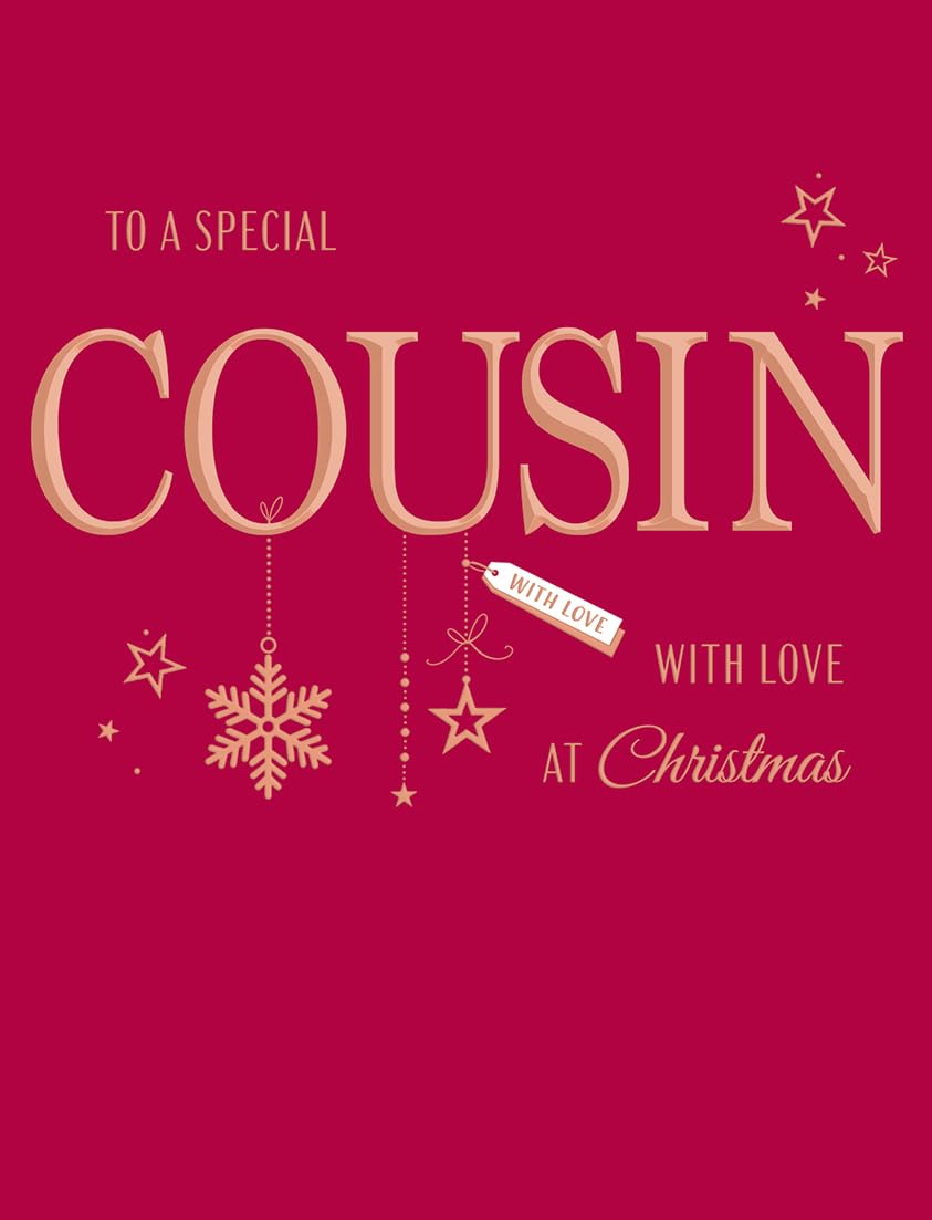 Avant Garde Studios Classic Christmas Card, Special Cousin, Red - 8 x 6 inches - Piccadilly Greetings