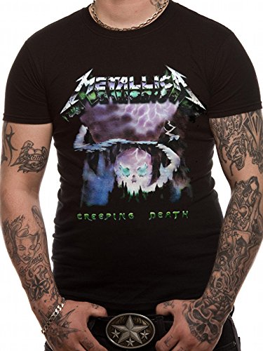 CID Metallica-Creeping Death Camiseta, Negro (, L para Hombre