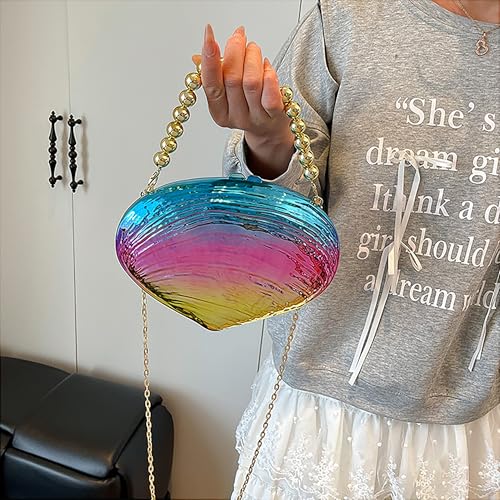 Image of Women Seashell Evening Bag Purse Mermaid Chain Strap Clutch Handbag Shoulder Bag | Seashell