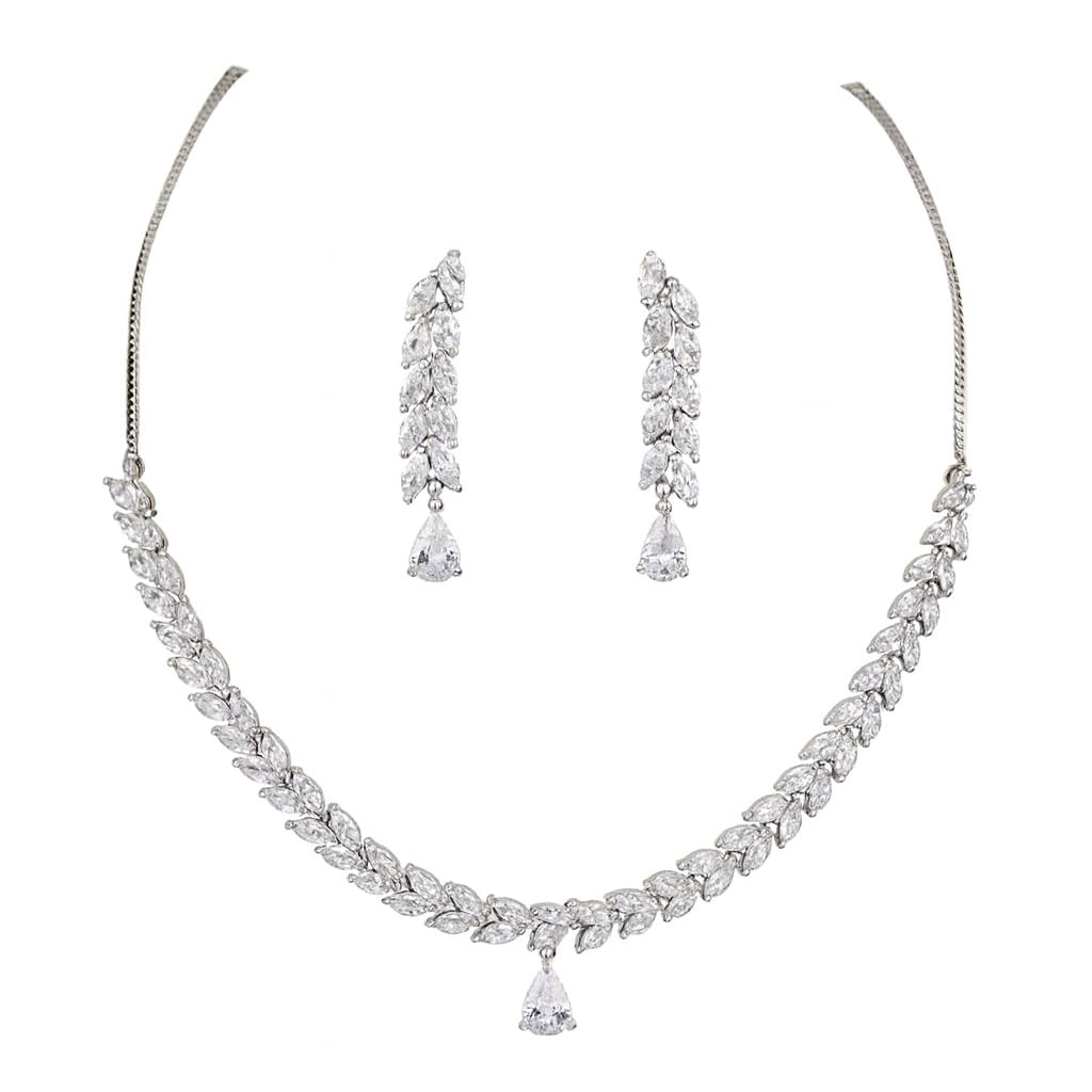 Silver Necklace with Earrings Set for Women Stylish Jewellery for Womens