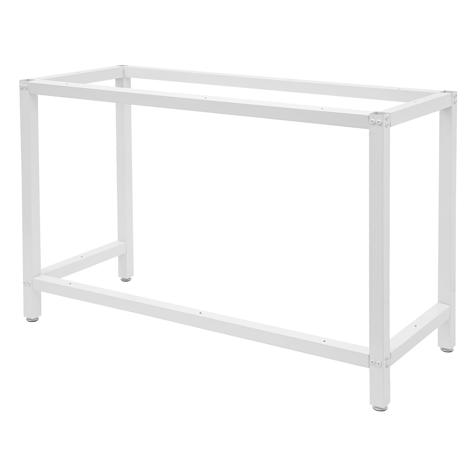 Telaio per banco da lavoro, 125 x 50 x 80 cm, portata fino a 136 kg, base per banco da lavoro con piedini regolabili, per magazzini, officine, cantine di vino (bianco)