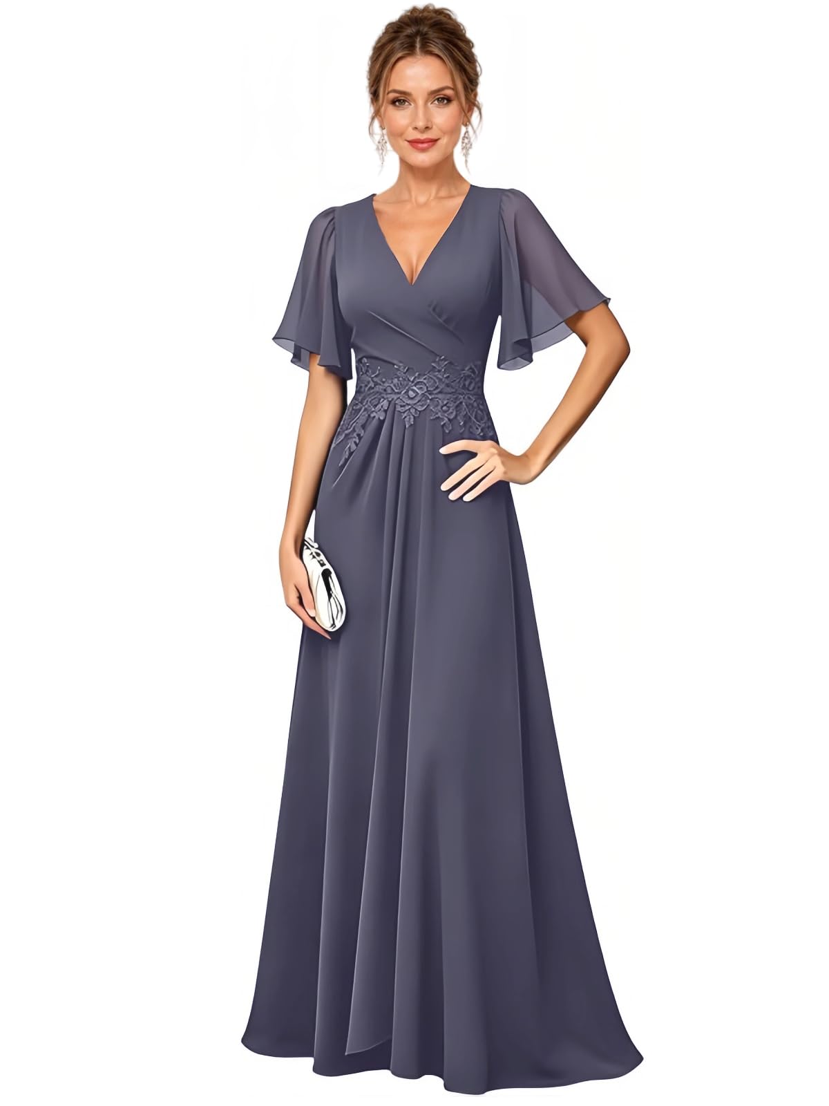 Brautmutterkleider aus Chiffon A-Linie Spitzenapplikationen Elegantes formelles Abendkleid