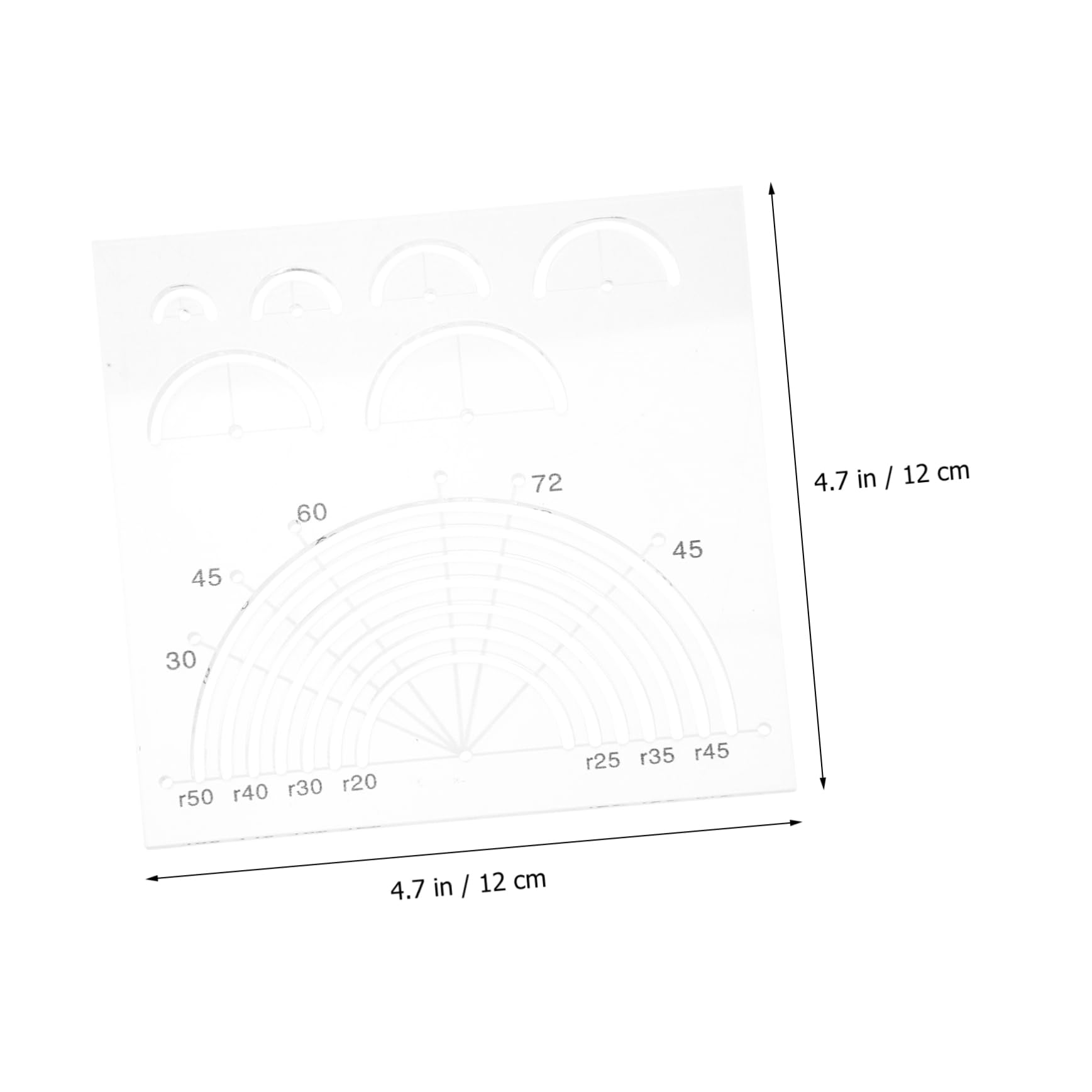 Operitacx 4piezas Regla De Acrílico Para Acolchado Semicircular Plantilla De Patchwork Diy Marcaciones Digitales Para Medidas Precisamente Diseñadas