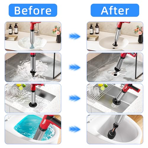 Image of FREESEA Electric Toilet Plunger Blaster: High Pressure Toilet Plungers for Bathroom Heavy Duty Declogger Toilet Snake Drain Clog Remover Air Unclogger Tool Unclogging for Sink Floor Kitchen Clogged