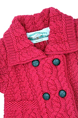 Aran Crafts Kid's Irish Cable Knit Soft Double Breasted Coat (100% Merino Wool)4