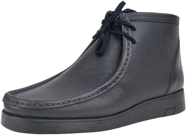 LIBERTYZENOHAMARA JOE Mens Genuine Leather Moccasin Toe Lace Up Casual Chukka Boot Shoes
